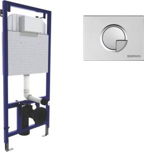 Система инсталляции для унитазов Berges Novum 040222 с кнопкой смыва, матовый хром