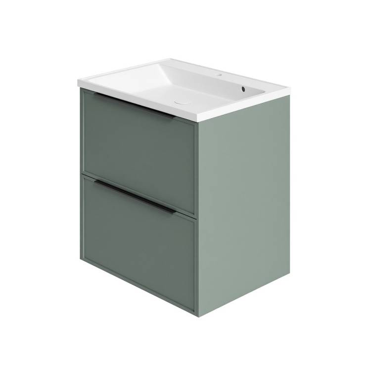 Тумба с раковиной La Fenice Simpla FNC-01-SIM-G-80-2 Grigio Twin серо-зеленая