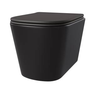 Унитаз подвесной Taliente Correto CR25200 Nero безободковый, с микролифтом, черный матовый