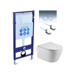 Комплект SET AQUATEK БЕТТА KDI18 кнопка хром, унитаз безободковый, сиденье микролифт