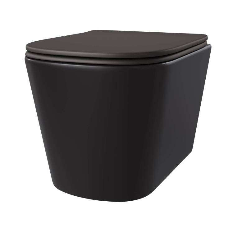 Унитаз подвесной Taliente Correto CR25200 Nero безободковый, с микролифтом, черный матовый