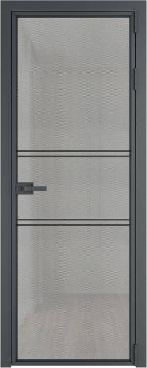Межкомнатная дверь Profil Doors 2 AX цвет профиля Серая ночь, стекло безопасное 6 мм рэте 800x2000