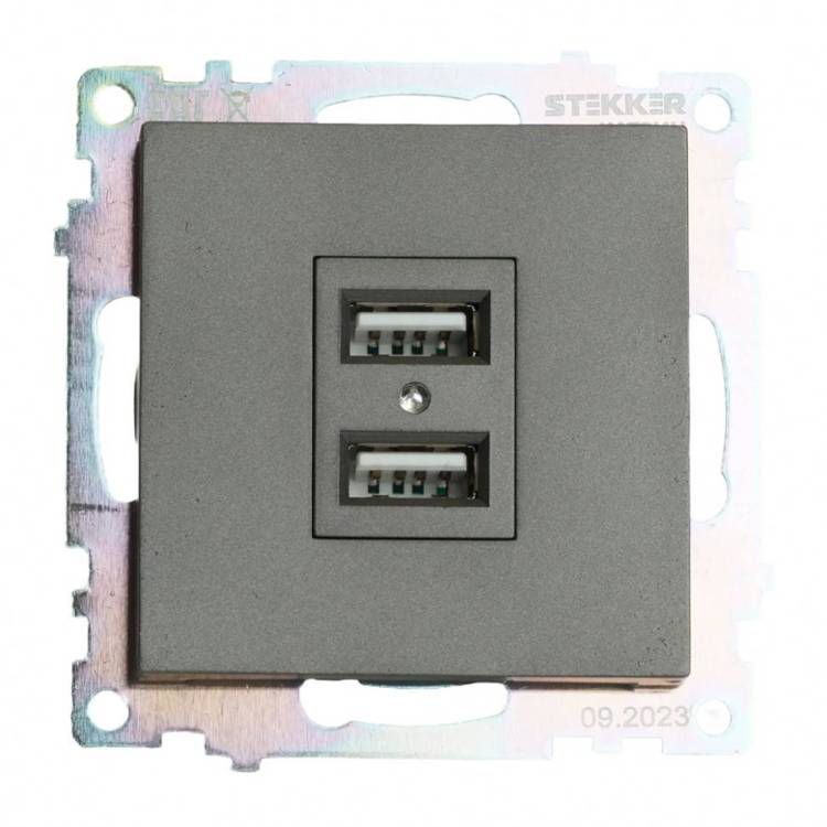 Розетка двойная с USB Stekker Катрин 49422