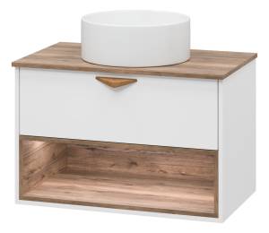 Тумба с раковиной Brevita Bergen - 80 Дуб Гала, Белый матовый 52x80x48