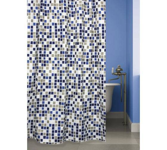 Штора для ванной Bath Plus Mosaic World ch-21290 180x180, бежевый, коричневый, синий