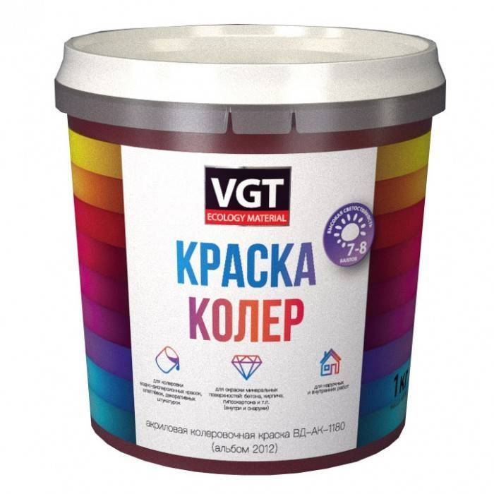 Краска колеровочная для водно-дисперсионных красок VGT альбом 2012 черепично-красная 0.25 кг