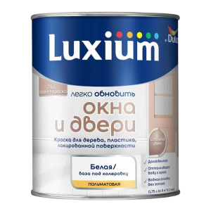 Краска-грунт для дерева и пластика Luxium Легко Обновить Окна и Двери полуматовая база BW 0.75 л