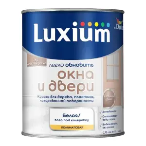Краска-грунт для дерева и пластика Luxium Легко Обновить Окна и Двери полуматовая база BW 0.75 л