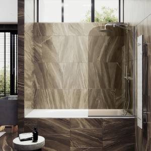 Шторка на ванну MaybahGlass MGV-127-5у стекло бронза, профиль хром матовый, 1400x340