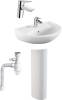 Комплект Раковина Norm Fit 55 см + Пьедестал Norm Fit 6936B099-0156 + Смеситель VitrA Solid S A42440EXP + Сифон Wirquin Минор с отводом для стиральной машины