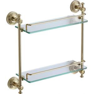 Полка прямая двойная (стеклянная) 40 см Savol 58b S-005822B золото