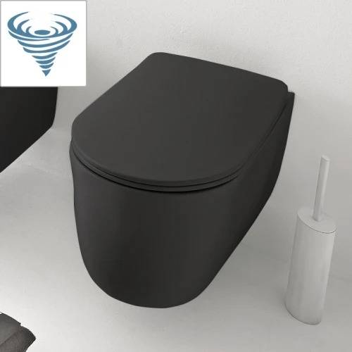 Чаша для унитаза Kerasan Nolita 531531 безободковый, смыв Tornado, с креплениями WB9N, без сиденья, черный матовый