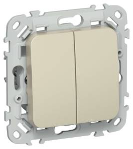 Выключатель 2-клавишный проходной IEK Flite FI-V28-0-10-1-K37 шампань