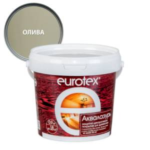 Лак защитно-декоративный для дерева EUROTEX Аквалазурь олива 0.9 л