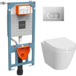 Унитаз с инсталляцией VitrA Integra Round 9004B003-7202 L-box с кнопкой
