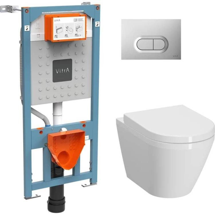 Унитаз с инсталляцией VitrA Integra Round 9004B003-7202 L-box с кнопкой