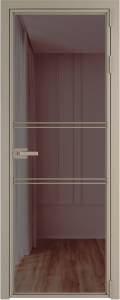 Межкомнатная дверь Profil Doors 2 AX цвет профиля Никель матовый, стекло безопасное 6 мм золотистая бронза 700x2000