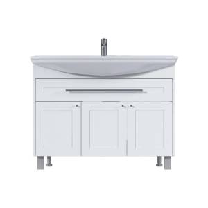 Тумба с раковиной 1MarKa Lina classic new 105 белый глянец, с дверками и ящиком