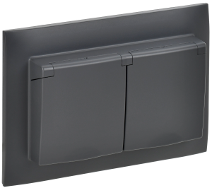 Розетка 2-местная с крышкой IEK Skandy SK-R26-16-44-K48-F титан