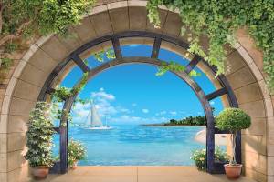 3D Фотообои Artegrafico «Окно с видом на море» FK-001 канвас