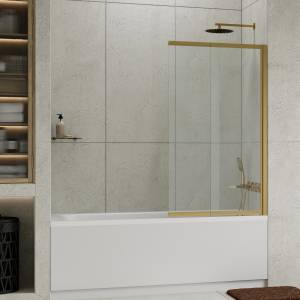 Шторка на ванну Wasserkraft Schunter (Шунтер) 82S02-80WS профиль матовое золото, стекло прозрачное, 80x140