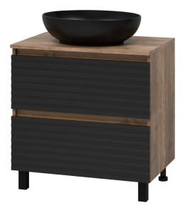 Тумба с раковиной Brevita Dakota - 70 Дуб Гала, Черный матовый 62x70x48