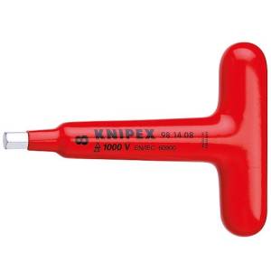 Отвертка KNIPEX VDE с Т-образной рукояткой для винтов с профилем внутренний шестигранник , HEX 6 мм, длина Т-рукоятки 90 мм, 120 мм, диэлектрическая