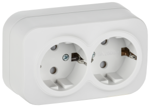 Розетка 2-местная с заземлением и шторками IEK Glory ERH24-K01M-16 белый матовый