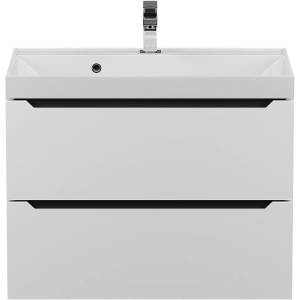 Тумба с раковиной Uperwood Tanos 29111020230 подвесная, матовая, белая, графит, 70 см