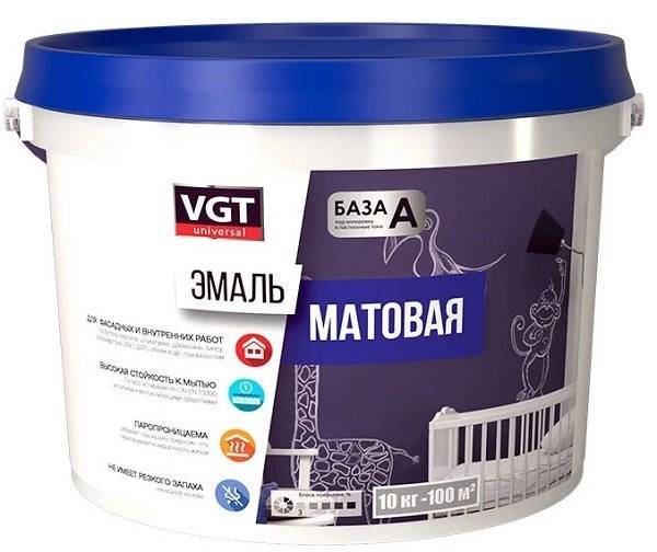Эмаль универсальная VGT ВД-АК-1179 матовая графитовая RAL 7024 2.5 кг