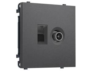 Комплект механизма компьютерной розетки+TV оконечной Ambrella Volt Sigma MS662510 антрацит серый