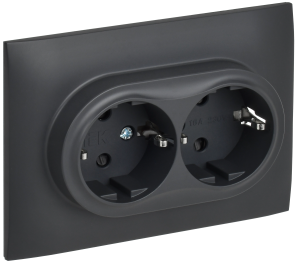 Розетка 2-местная с заземлением и шторками IEK Skandy SK-R24-16-K48-F титан