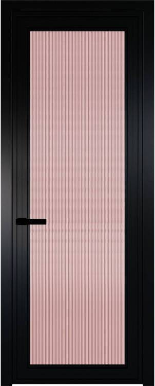 Межкомнатная дверь Profil Doors 1 AGP цвет профиля Черный, стекло безопасное 6 мм мору розовое 700x2000