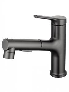 Смеситель для раковины Wonzon & Woghand WW-A40862-BGG с выдвижным изливом, темный графит