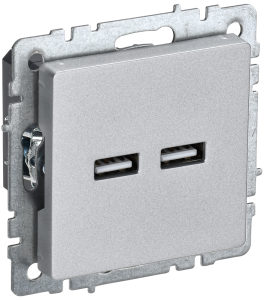 Розетка USB type A+A IEK Brite BR-U21-D31-K47 алюминий