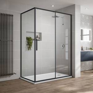 Душевой уголок Vincea Slim-U VSR-2SU9012CLB профиль матовый черный 120x90