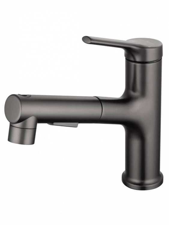 Смеситель для раковины Wonzon & Woghand WW-A40862-BGG с выдвижным изливом, темный графит