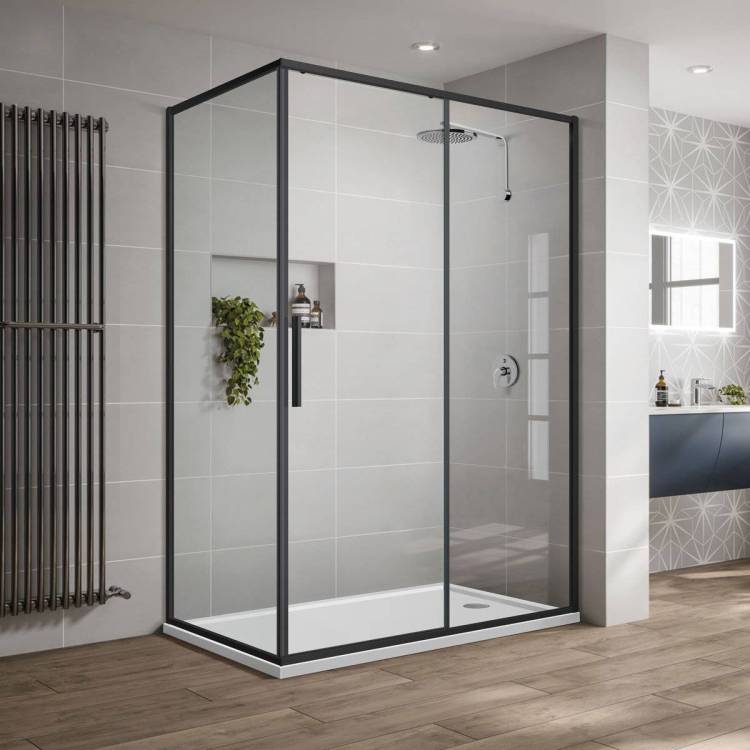 Душевой уголок Vincea Slim-U VSR-2SU9012CLB профиль матовый черный 120x90