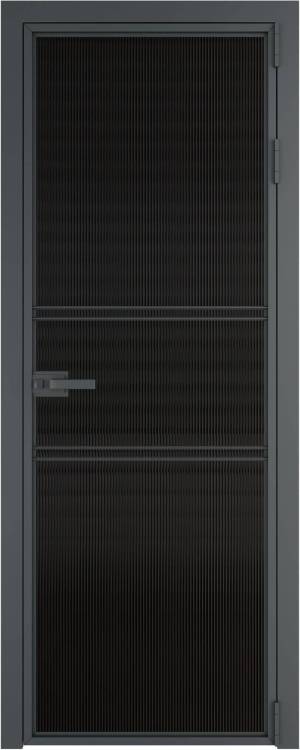 Межкомнатная дверь Profil Doors 2 AX цвет профиля Серая ночь, стекло безопасное 6 мм мору черный 800x2000