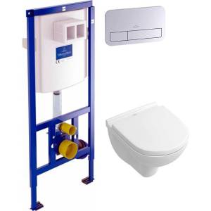 Комплект Унитаз подвесной Villeroy&Boch O.novo 5688 H1 01 alpin + Инсталляция 9224 6100 + Кнопка Viconnect 92249061