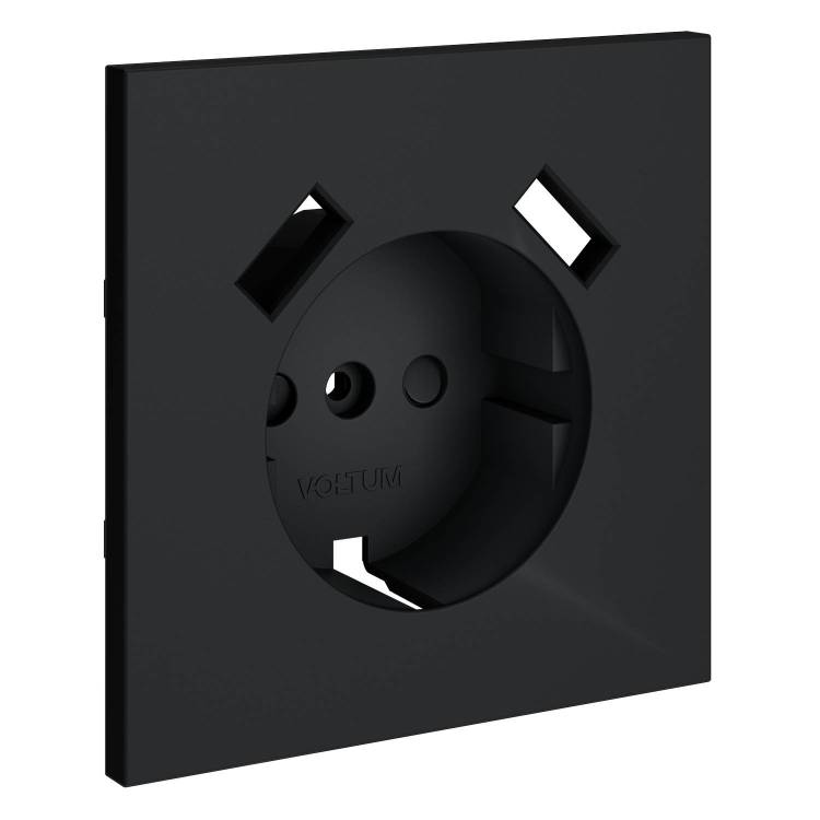 Лицевая панель для розетки с заземлением, шторками и USB Type A+A Voltum S70 VLS000907 графит