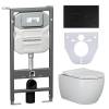 Комплект Унитаз подвесной Ceramica Nova Play CN3001 + Система инсталляции Envision CN1001B с черной матовой кнопкой смыва и шумоизоляционной панелью CN1000
