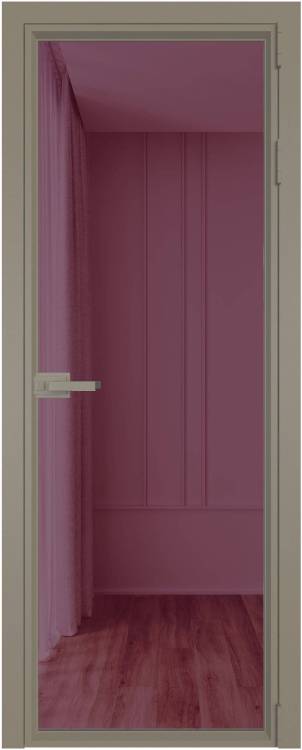 Межкомнатная дверь Profil Doors 1 AV цвет профиля Никель матовый, стекло безопасное 6 мм фиолетовое шпион 600x2000