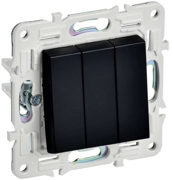 Выключатель 3-клавишный IEK Skandy SK-V30-0-10-K02 черный