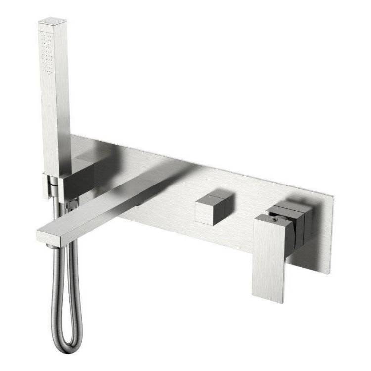 Смеситель для ванны Boheme Qubic 474-2-NB встраиваемый, брашированный никель