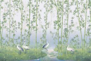 Фреска Ortograf Chinoiserie 33928 Bamboo forest blue Флок FLK