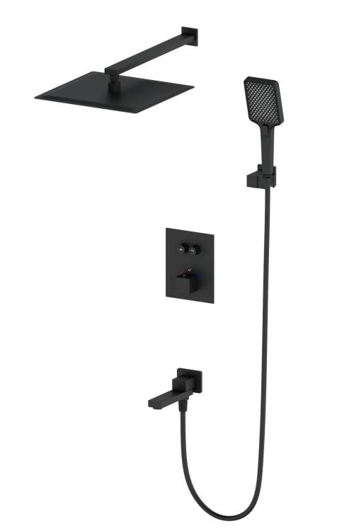 Душевой комплект Wonzon & Woghand WW-88929003-MB с термостатом, черный