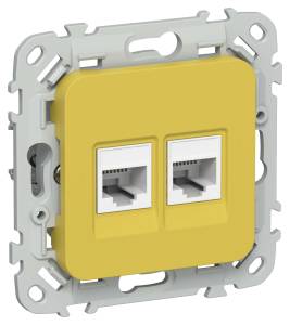 Розетка компьютерная RJ45 2-местная IEK Flite FI-K22-2-K44 желтый карри