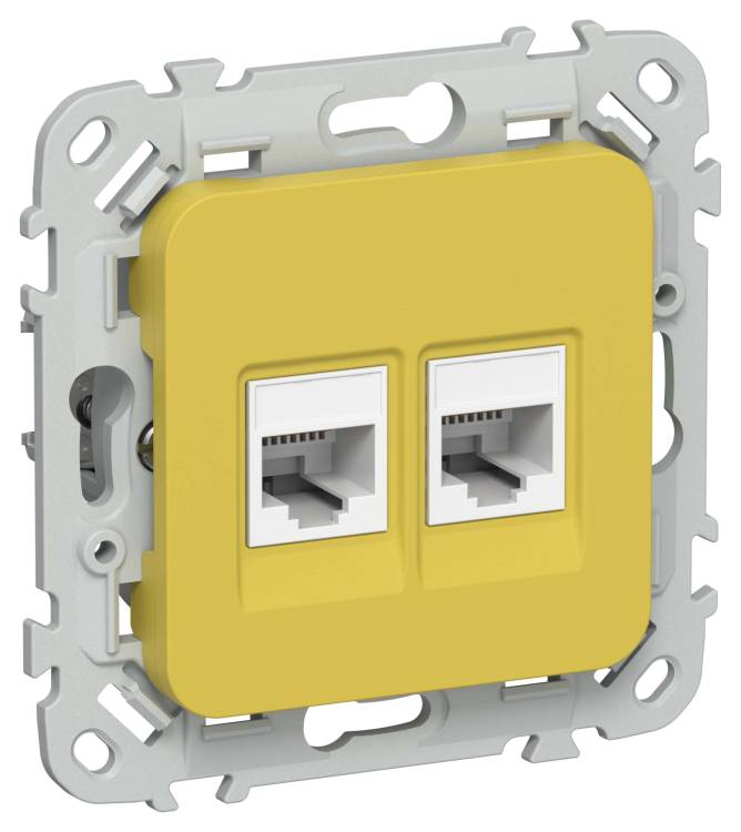 Розетка компьютерная RJ45 2-местная IEK Flite FI-K22-2-K44 желтый карри