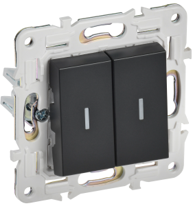 Выключатель 2-клавишный проходной IEK Skandy SK-V22-1-10-K02 черный